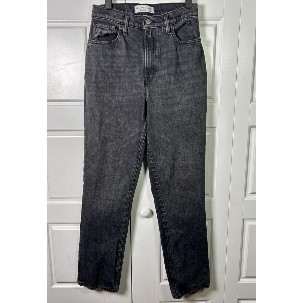 Abercrombie & Fitch 90s Straight Jeans 25/0 Ultra High Rise Black Denim